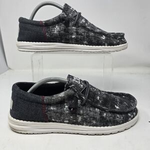 Hey Dude Mens Size 10 Wally Funk Burnout Slip On Sneakers Black Acid Wash